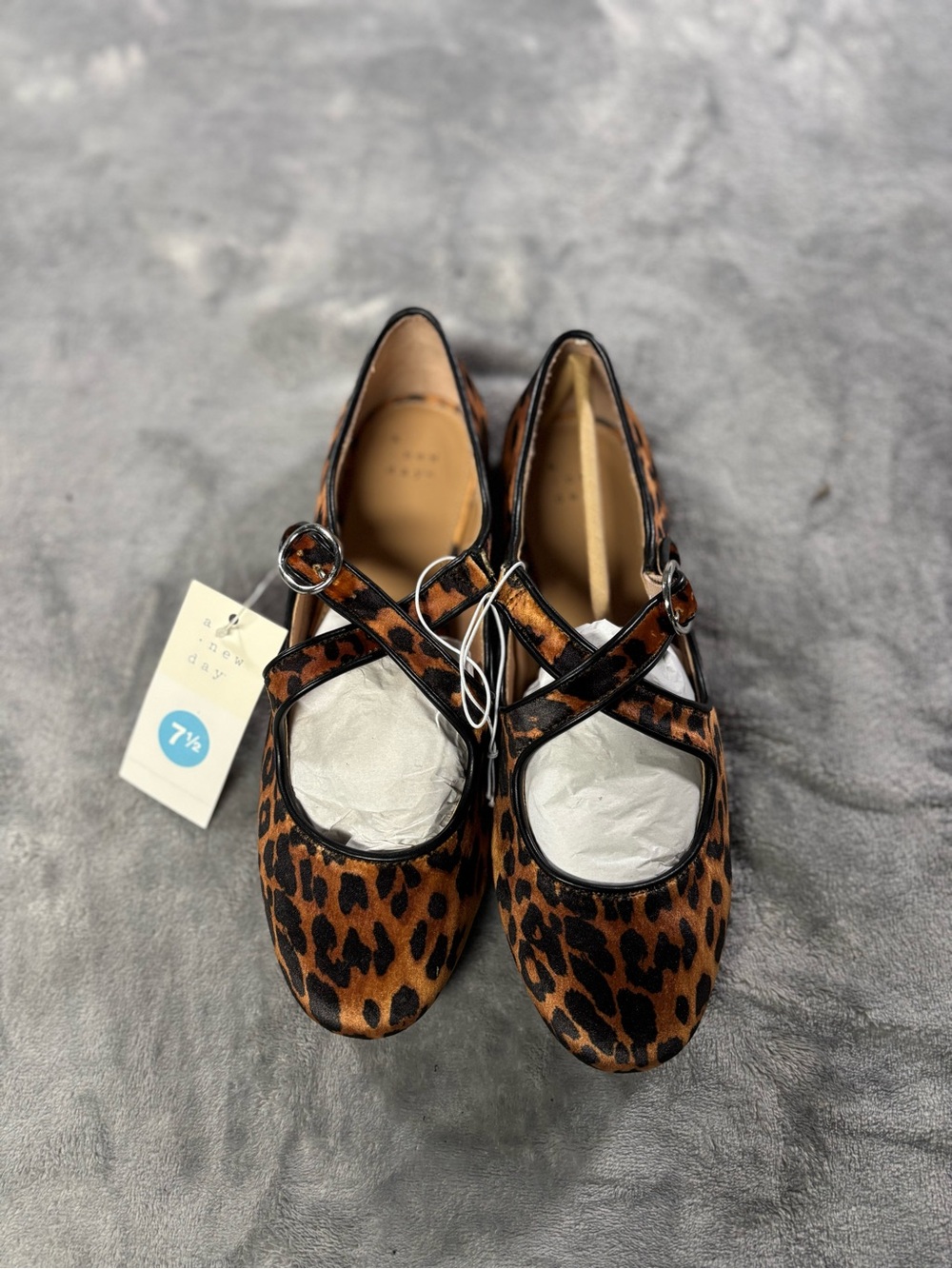 a new day Leopard-Print Mary Jane Flats in Brown and Black